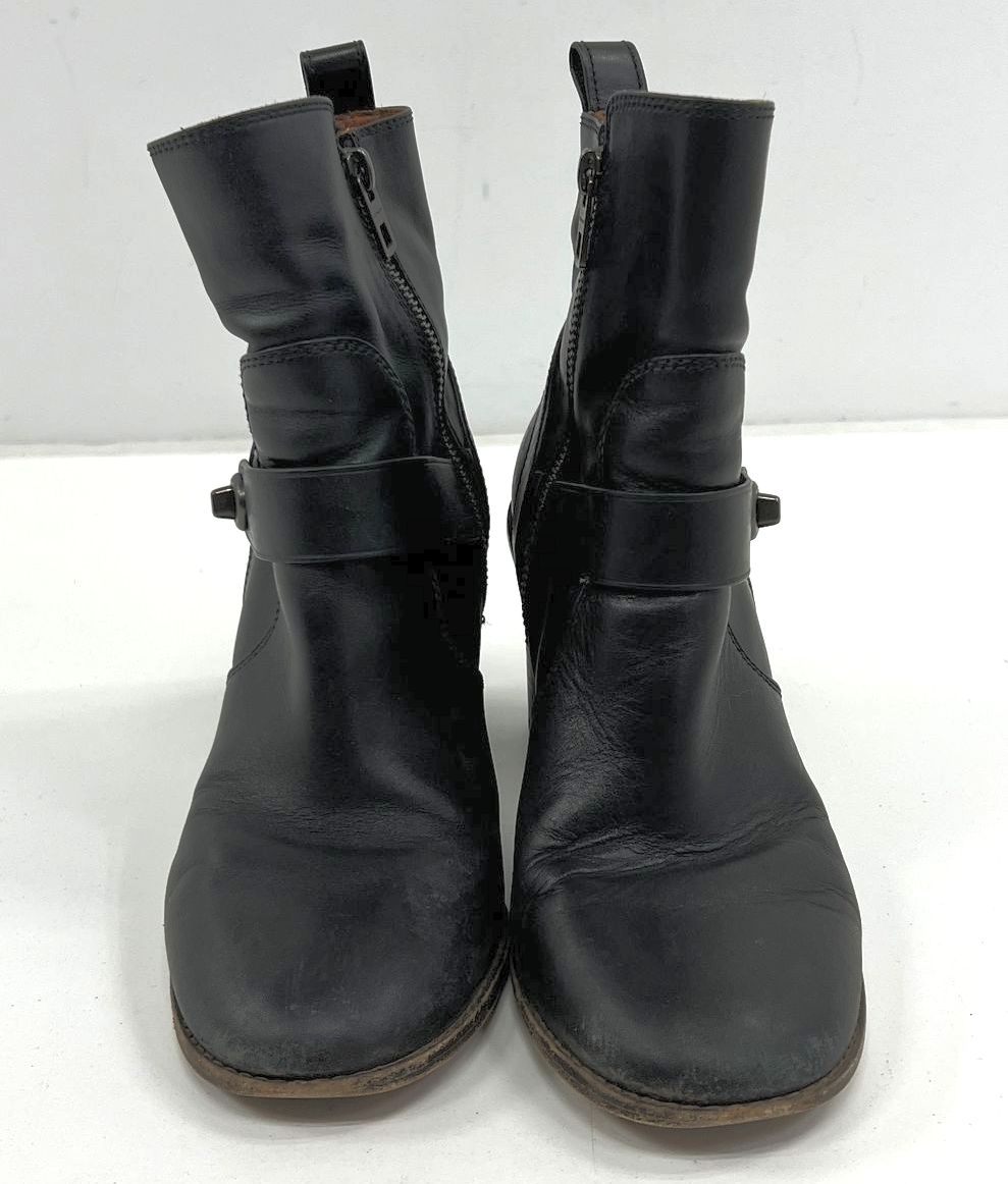 Coach Black Leather Side Zip Casual Block Heel Boots Women's Size 10