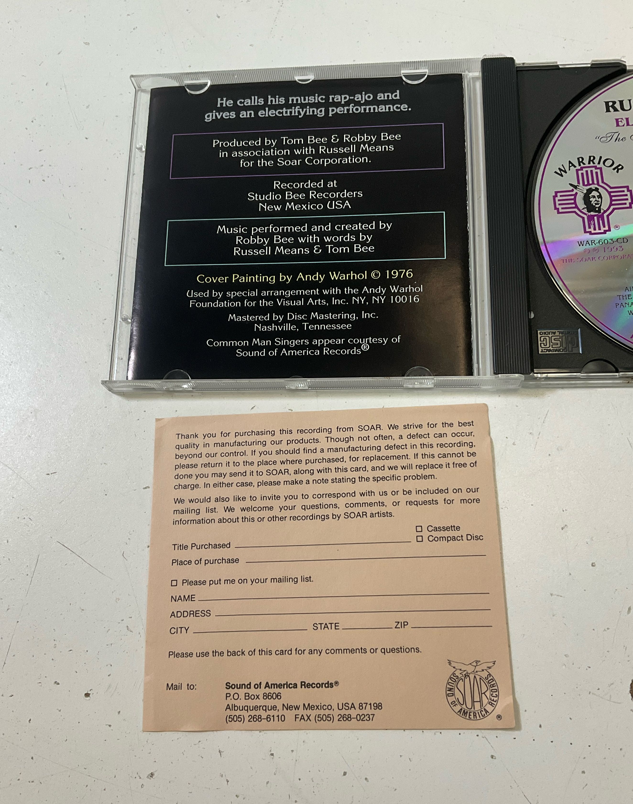 Russell Means Electric Warrior CD 1993 Warrior WAR-603