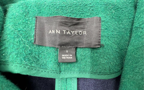 Ann Taylor Women's Green Shawl Collar Belted Wrap Coat Sz S