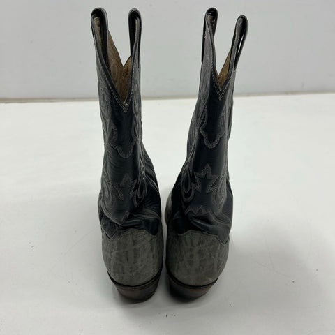 Justin 8527 Grey Elephant Leather Black Cowboy Western Boots Size 10 D