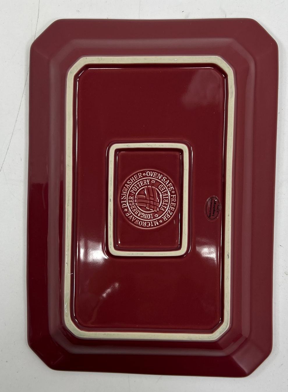 Collectible Kitchenware Longaberger Pottery Red Rectangular Serving Tray Platter