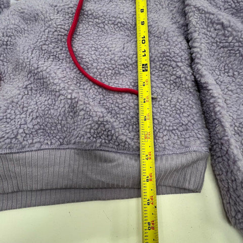 Porridge Women's Purple Sherpa Fleece Cropped Henley Hoodie NWT Size S