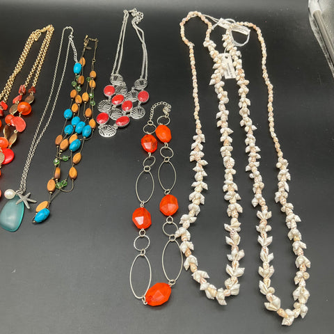 Vintage Boho Beaded and Shell Fashion Costume Necklace Jewelry Lot of 8
