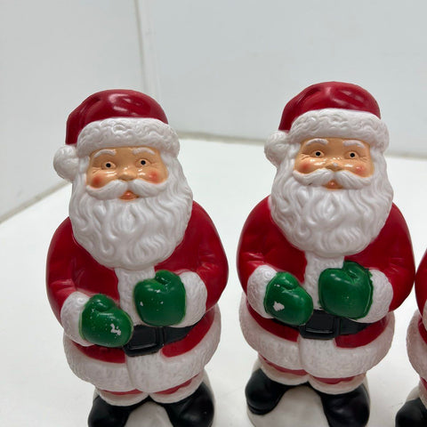 Vintage Blow Mold Santa Claus Figures Set of 4 Christmas Decoration 7.5"
