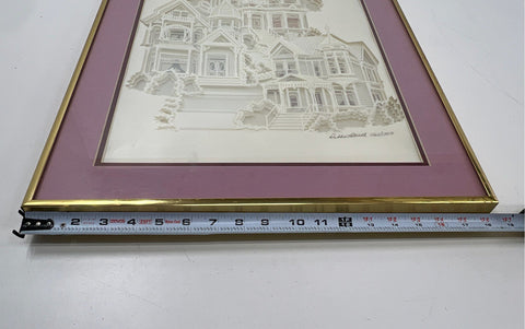 Debbie Patrick Dimensional Designs Victorian Houses 24x18 Signed Art 1565/1750