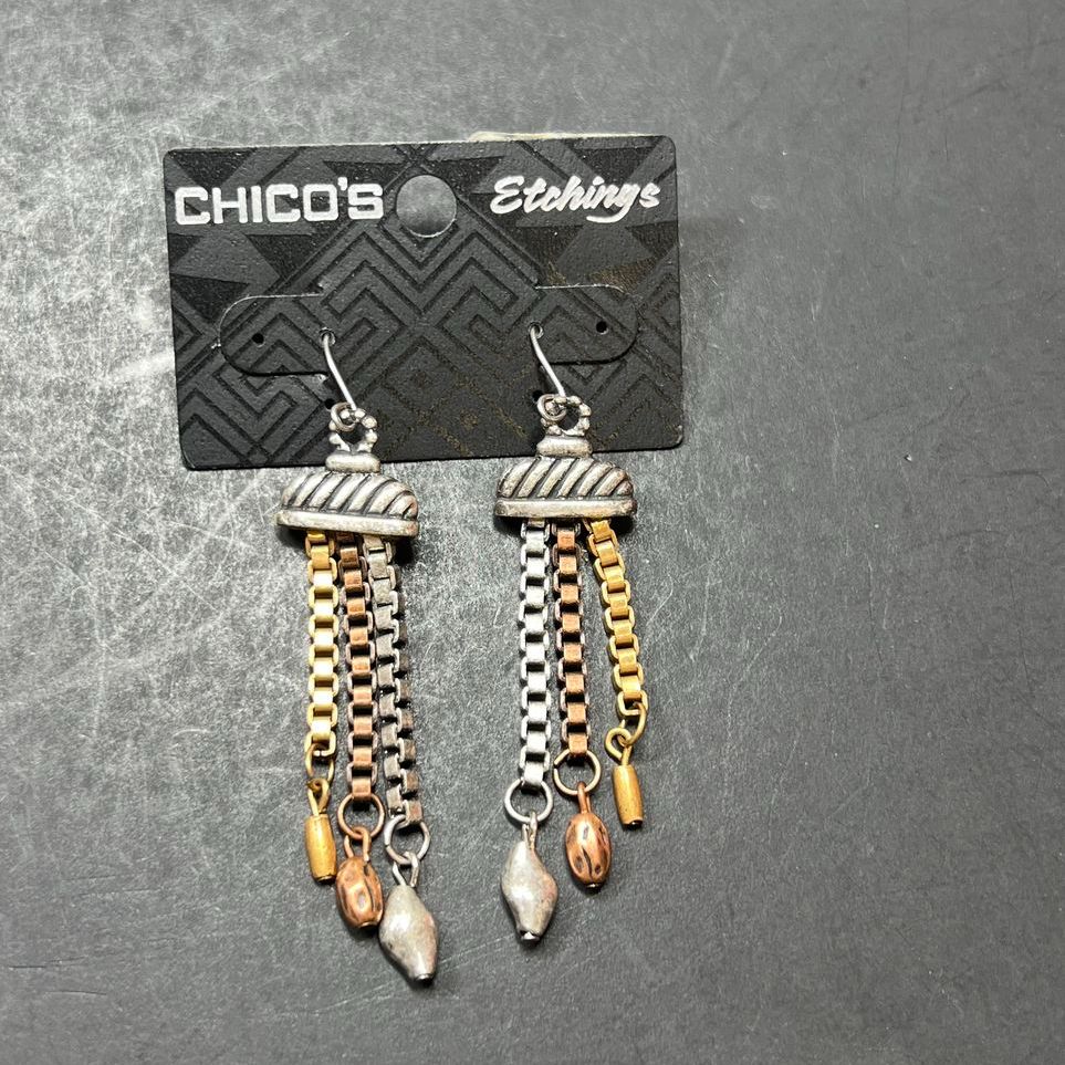 Chico's Etchings Donegal tri-color Dangle Earrings NWT