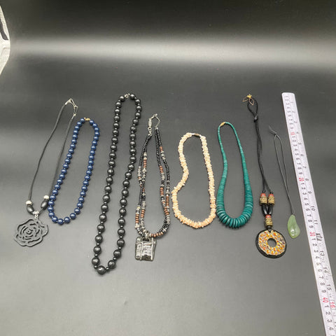 Eclectic Boho Costume Jewelry Lot of 8 Necklaces Beaded Shell Pendant Styles