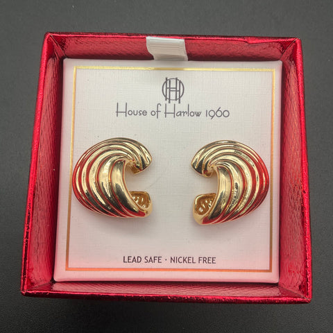 House of Harlow 1960 Earrings Lot 2 Pairs Gold Tone Brass Glass Stones NIB
