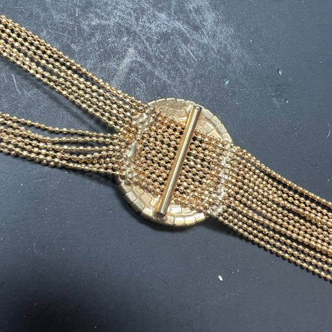 Vintage Rhinestone Tassel Necklace MCM Gold Tone Bling