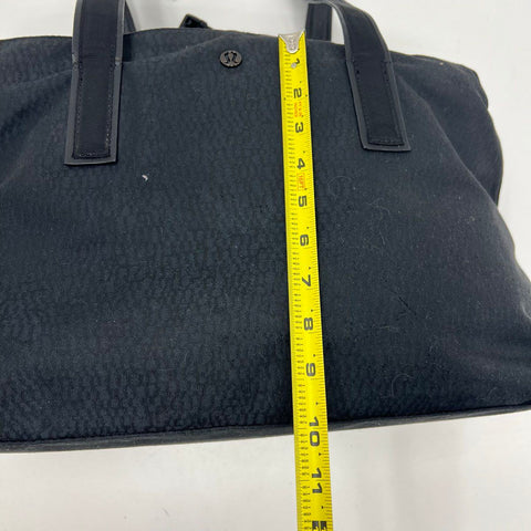 Lululemon Black Textured Canvas Tote Gym Bag Large Duffel Travel