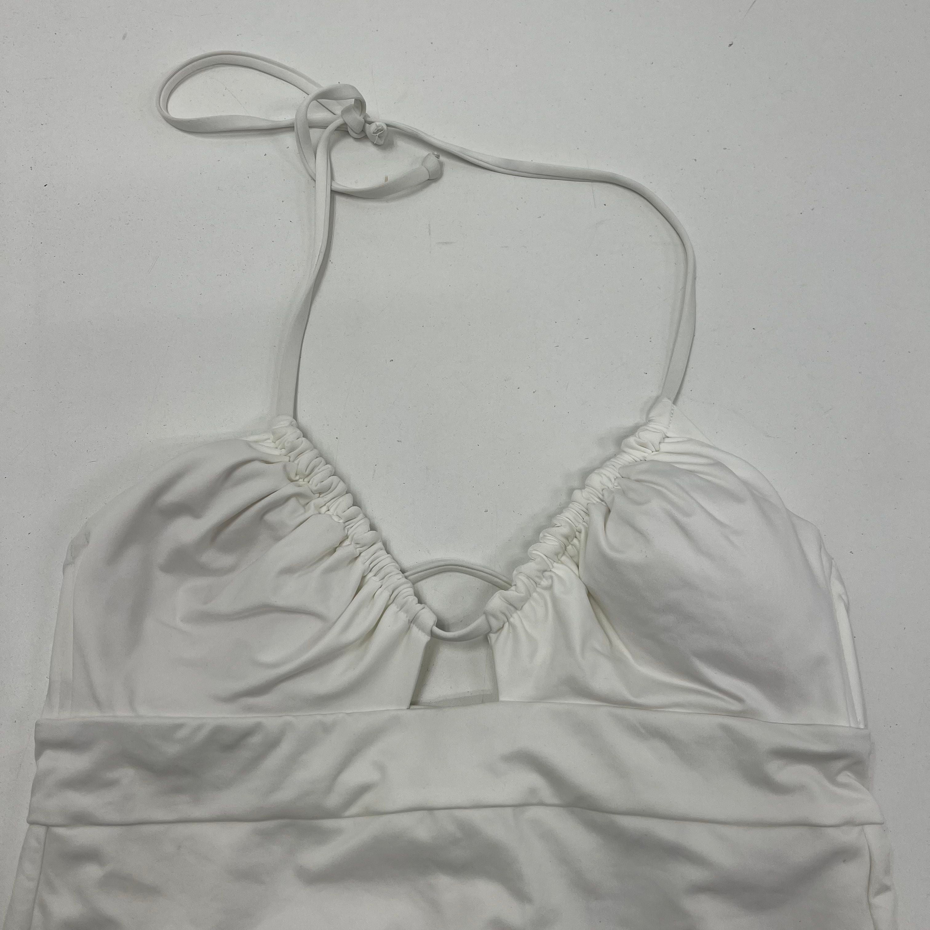 Becca by Rebecca Virtue Color Code Halter One Piece Swimsuit White Large NWT