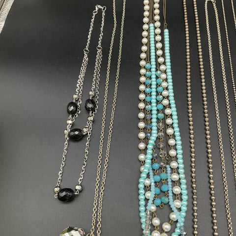 Vintage to Modern Costume Jewelry Lot 1.2 Lbs 11 Necklaces Faux Pearl Beaded