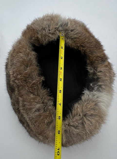 Vintage Real Fur Ushanka Trapper Hat Brown Gray Quilted Lining Unisex