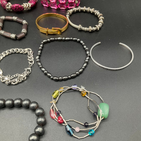 Eclectic Fashion Jewelry Bracelet Lot of 22 Beaded Bangles Cuff Boho Statement