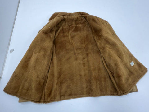 Vintage 70s Tan Suede Leather Sherpa Lined Jacket Coat Men's Sz 46 Chest