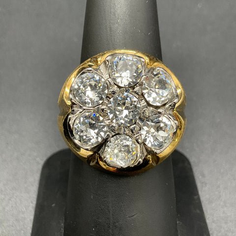 Vintage Mid-Century Uncas Gold Tone Rhinestone Cluster Ring Size 8