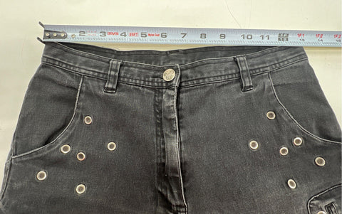 Vintage Y2K Disney Mickey Mouse Women's Faded Black Mesh Grommet Jeans Size 4