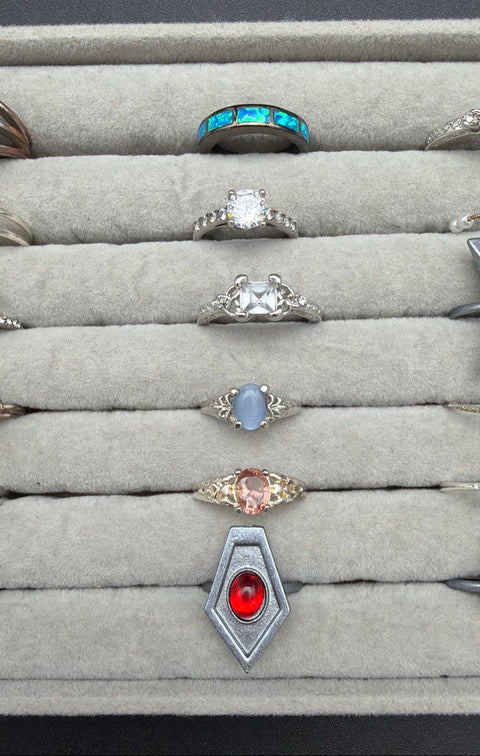 Vintage to Modern Costume Jewelry Rings Lot of 24 Statement Solitaire Bands