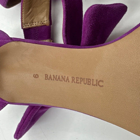 Banana Republic Purple Suede Bow Ankle Strap Stiletto Heels Size 9