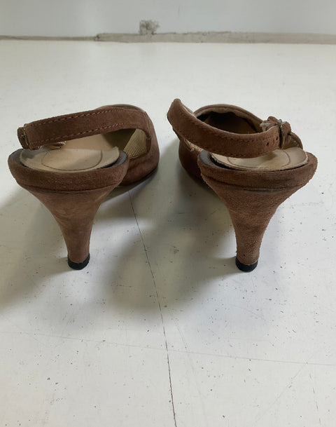 Vintage 90s Hush Puppies Suede Colorblock Slingback Pumps Womens Size 8 M