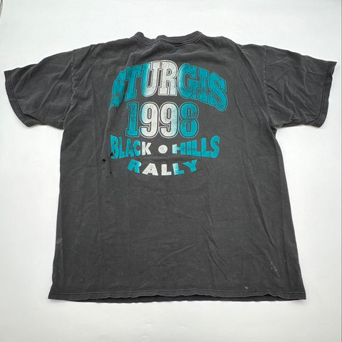 Vintage 1998 Sturgis Black Hills Rally Motorcycle T-Shirt Marathon