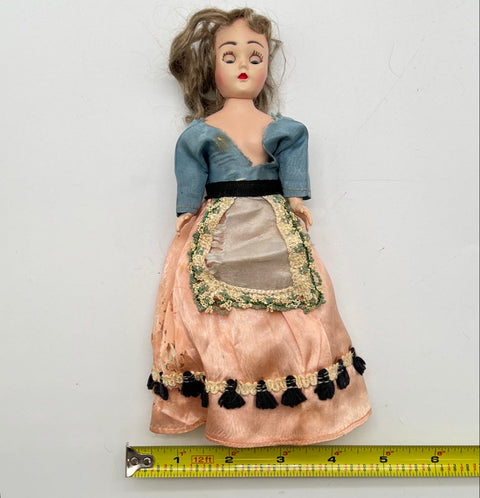 Vintage Hard Plastic Doll 9 Inch Sleep Eyes Painted Face Mid-Century