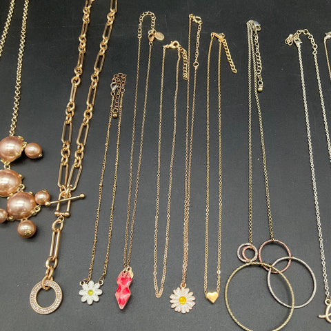 Claire's & Fashion Costume Jewelry Lot 15 Necklaces Rhinestone Faux Pearl