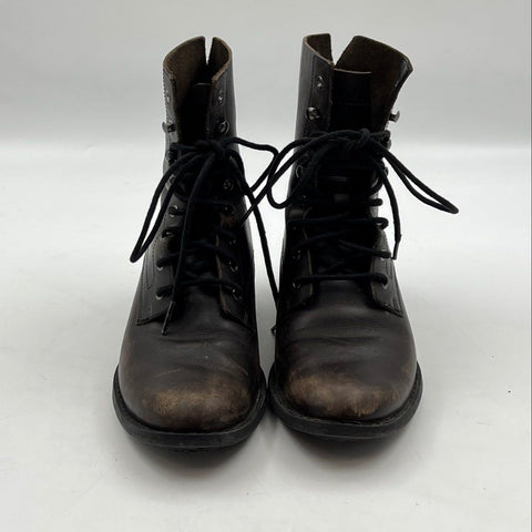 Woolrich Adaline WW5250-010 Dark Brown Leather Lace Up Heeled Boots Size 7