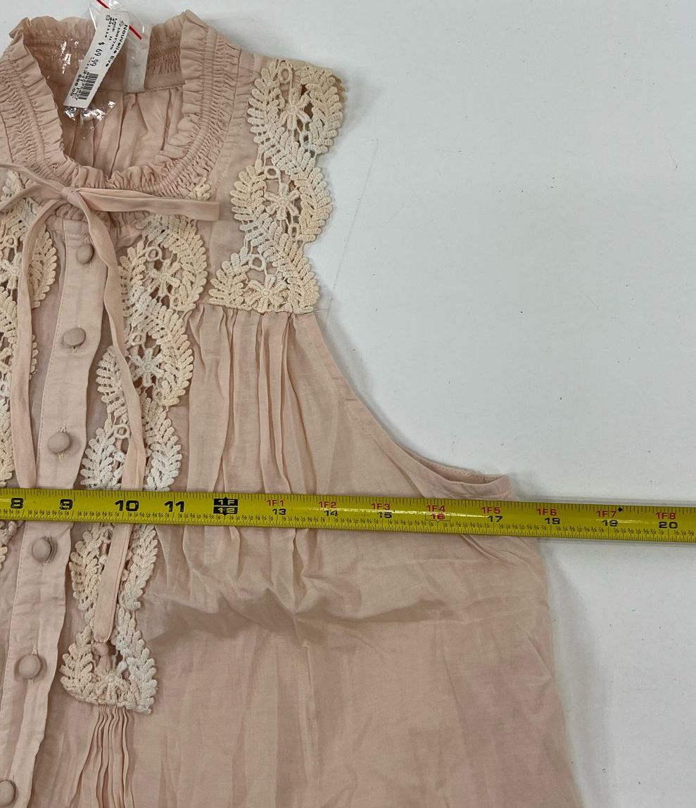NWT Women's Free People Peach Sleeveless Ruffle Collared Shirt - Size Small
