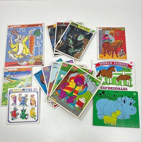 Vintage Frame Tray Puzzle Lot 14 Playskool Whitman Golden Barney Lion King
