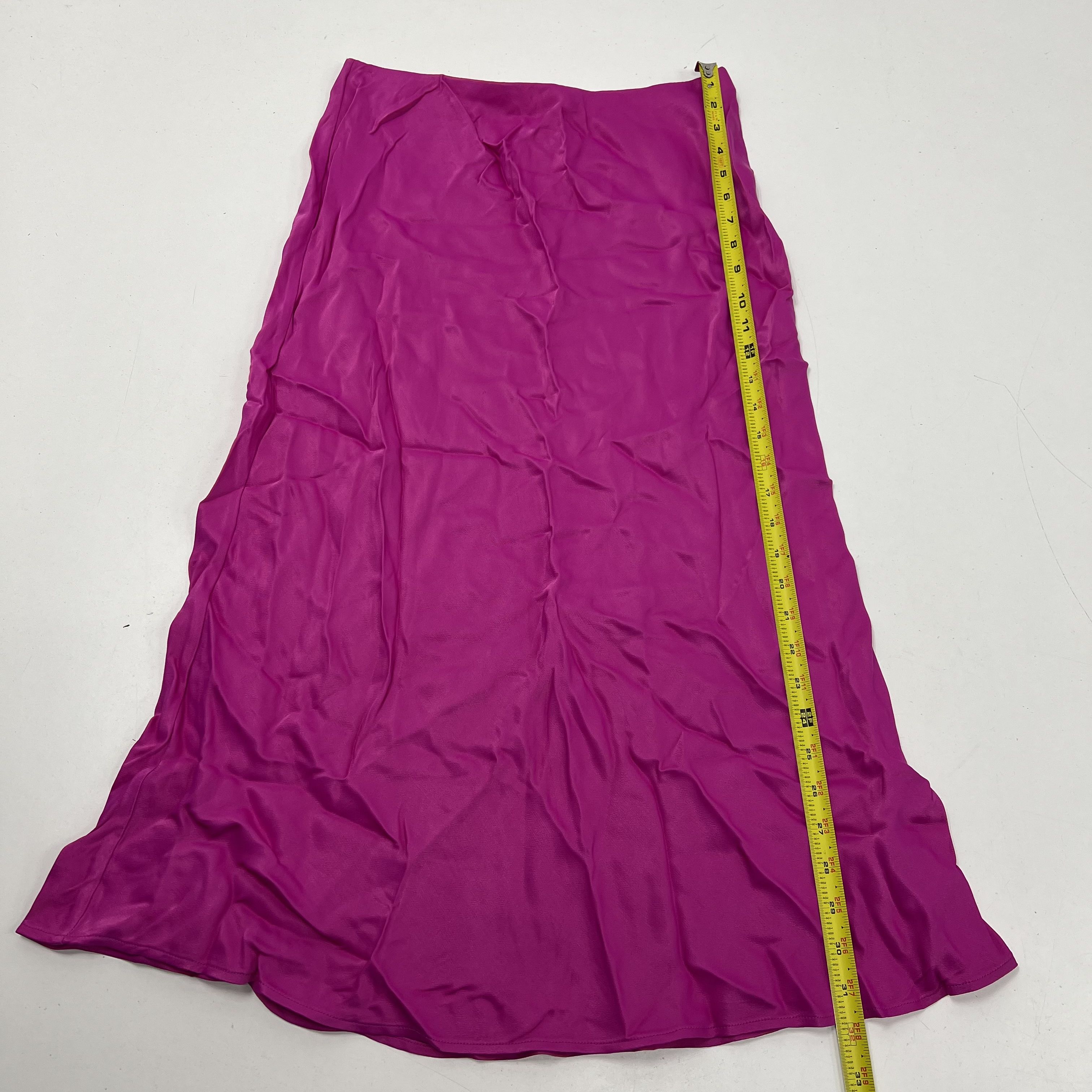 Anthropologie Maeve Green Ribbed T-Shirt Magenta Skirt Set Women's Small