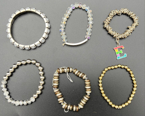 Mixed Style Beaded Boho Rhinestone Stretch Bracelets Wearable Jewelry Lot of 30