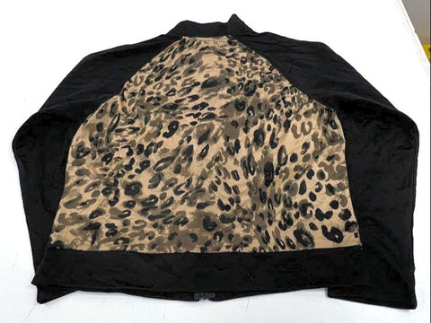 Juicy by Juicy Couture Black Tan Leopard Print Bomber Jacket Women's XL