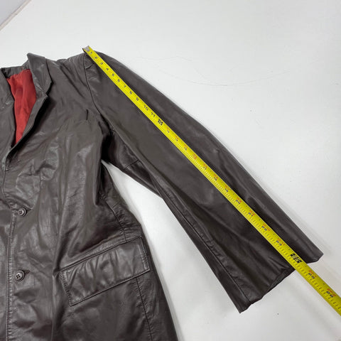 Vintage 70s Clipper Mist Brown Leather Car Coat Jacket Blazer Men's 44L