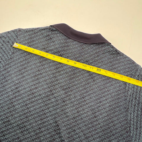 Vintage 90s Montagut Textured Knit Geometric Polo Shirt Fil Lumiere Sz M