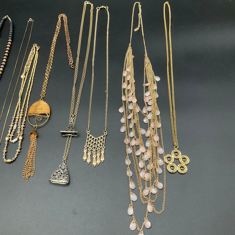 Vintage & Modern Costume Jewelry Lot of 15 Necklaces Statement Beaded Pendant