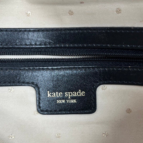 Kate Spade Black Croc Embossed Leather Large Flap Shoulder Bag Silver Hardware