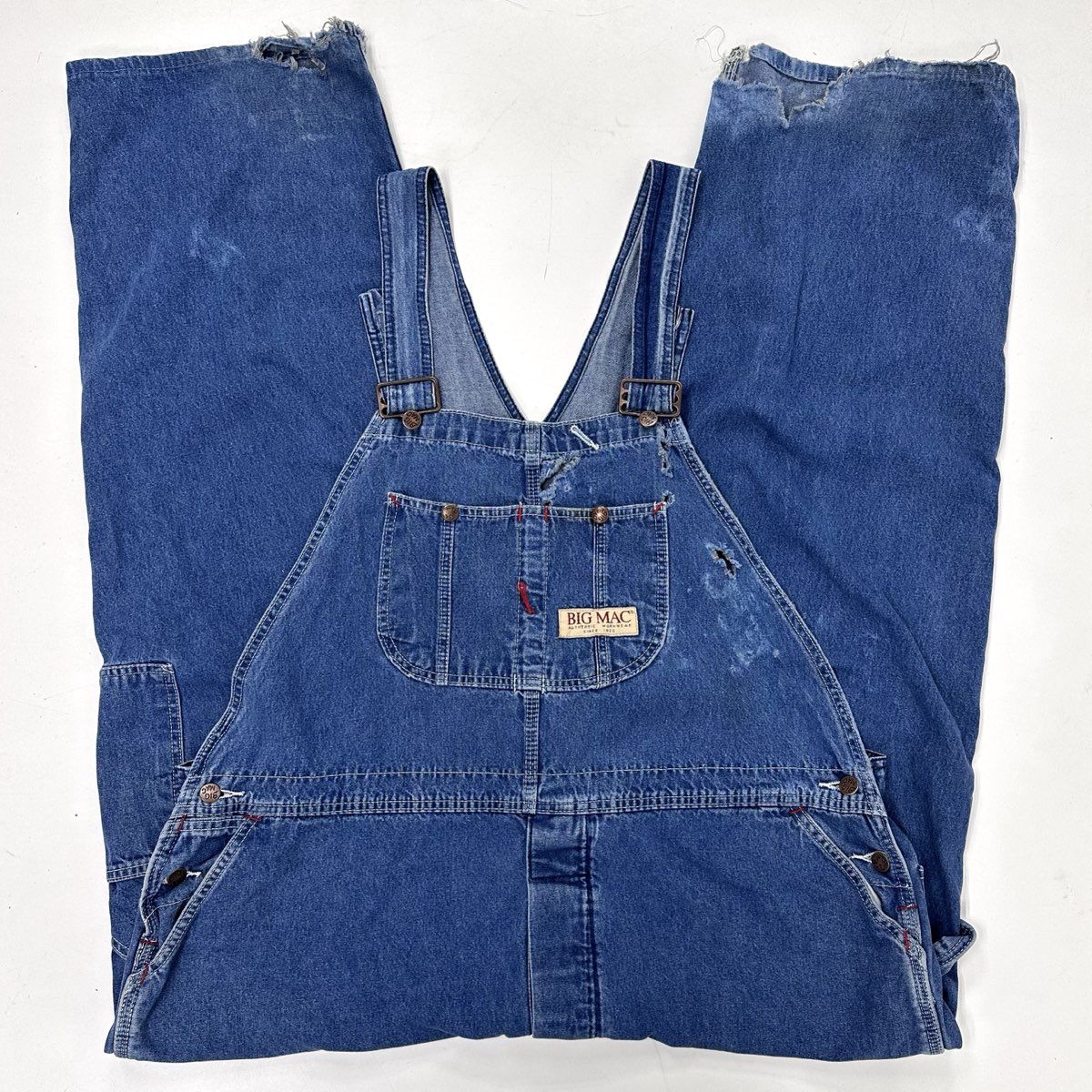 Vintage 90s Big Mac Denim Bib Overalls Distressed Workwear Sz
