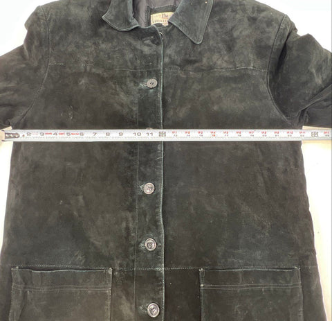 Danielle Martin Women's Black Suede Quilted Button Front Jacket Sz L