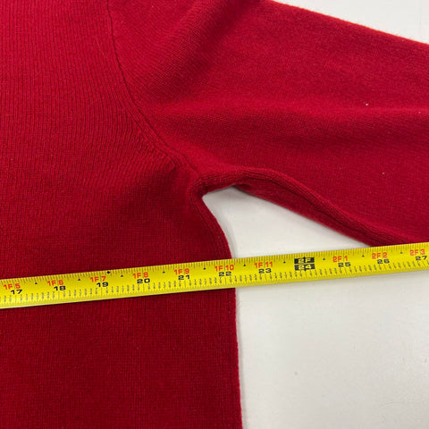 Polo Ralph Lauren Men's Sweater Red Lambswool V-Neck Embroidered Pony Size L