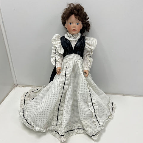Janis Berard Porcelain Artist Doll Victorian Dress Black White 24" Limited Ed