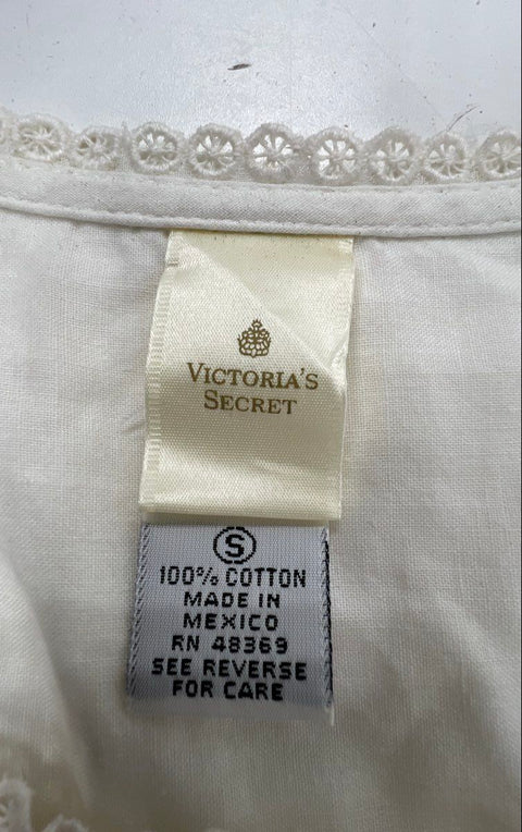 Vintage 90s Victoria's Secret Women's White 100% Cotton Prairie Nightgown Sz S