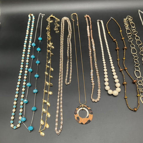 Mixed Costume Fashion Necklace Jewelry Lot 11pc Gold Silver Tone Faux Pearl