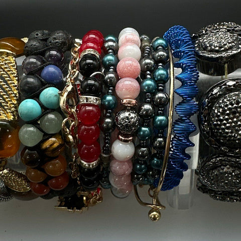 Fashion Costume Jewelry Lot of 16 Bracelets Rhinestone Beaded Cuff Southwestern