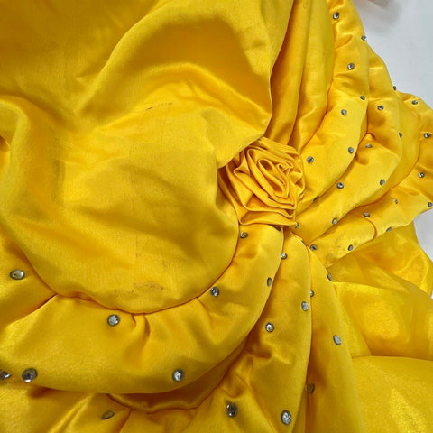 Beauty and the Beast Belle Ball Gown Costume Dress Yellow Ruched Junior Sz S