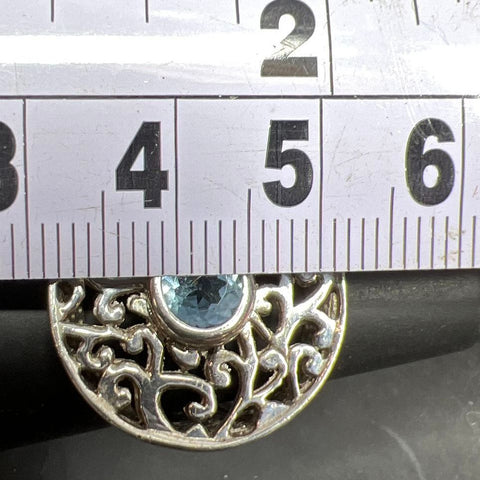 925 Sterling Silver Filigree Blue Gemstone Ring Size 6 9.33g