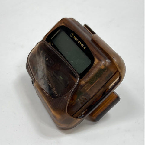 Vintage Motorola Pager Translucent Brown With Belt Clip Untested As-Is