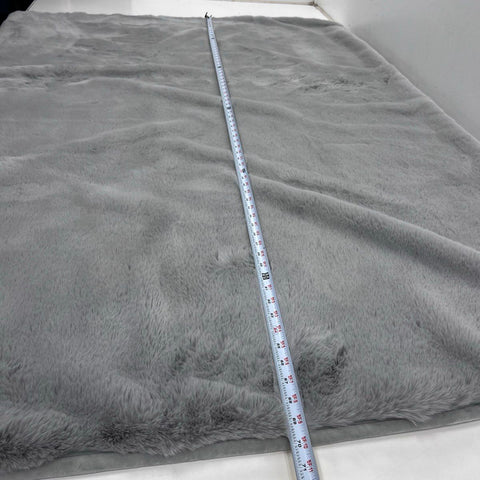 Brooks Brothers Gray Faux Fur Plush Blanket Throw 60x72 Large Reversible