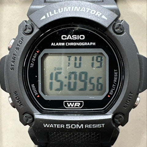 Casio Illuminator Digital Watches Lot of 2 Black and Olive Green W218H