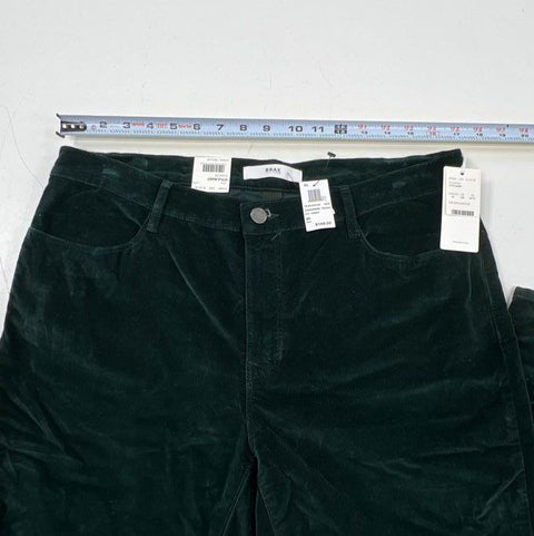 Brax Women's Style Mary Slim Fit Green Velvet Motion Pants Sz 44 US 18R NWT